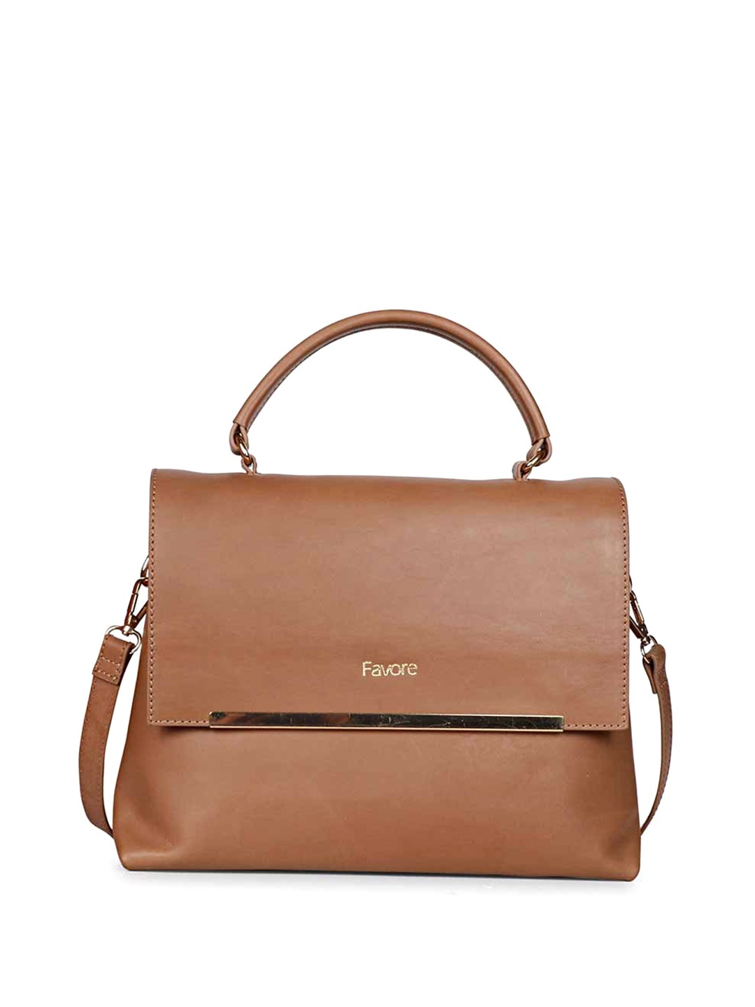 

Saint G Leather Structured Satchel, Tan