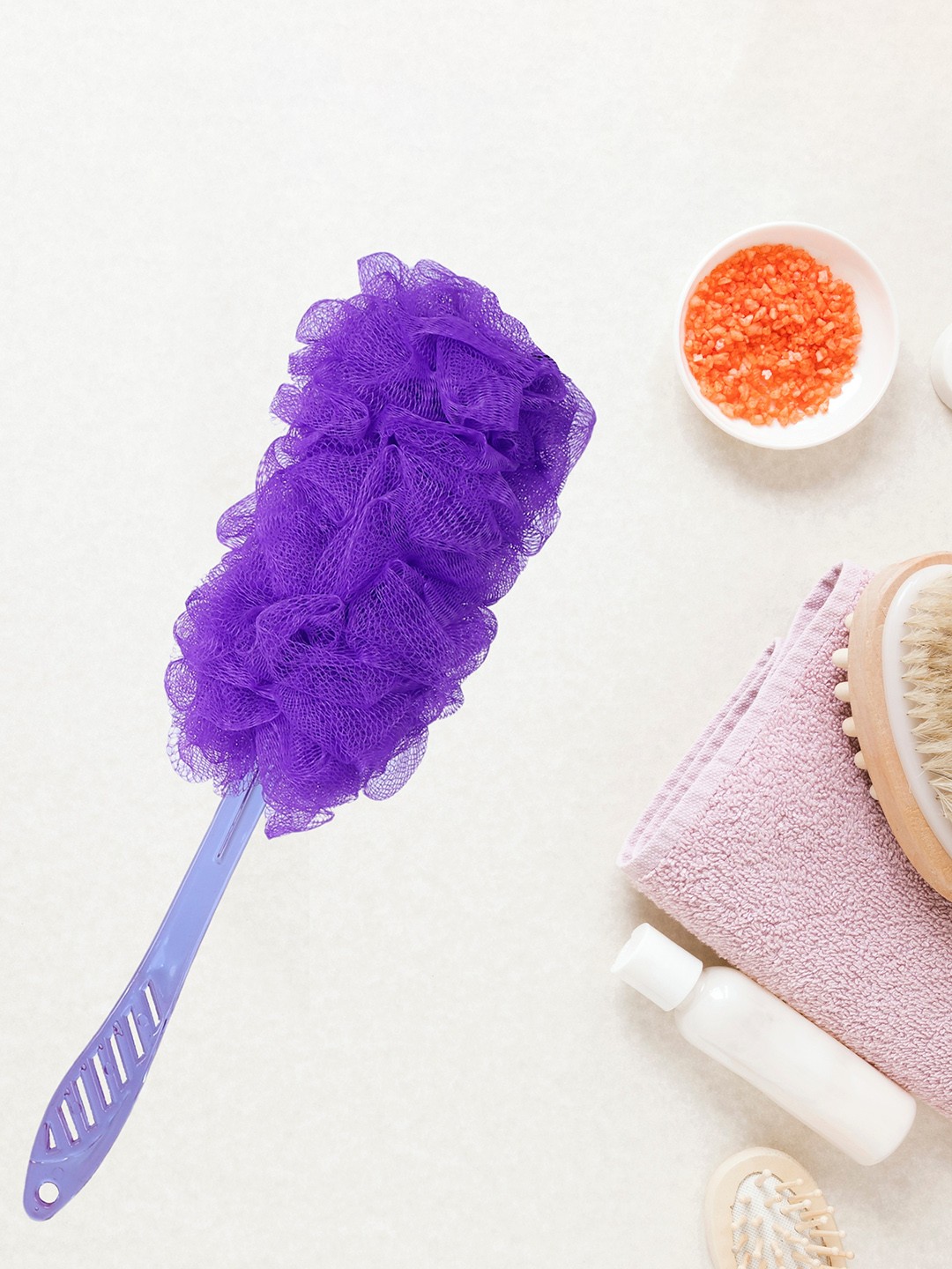 

KAZARMAA Soft Bath Brush With Long Handle - Purple