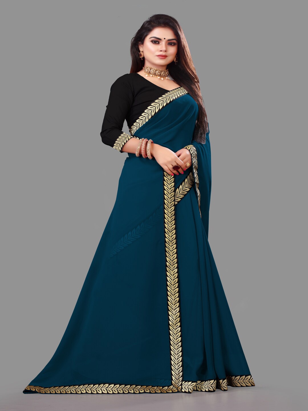 

Sadika Woven Design Zari Saree, Teal