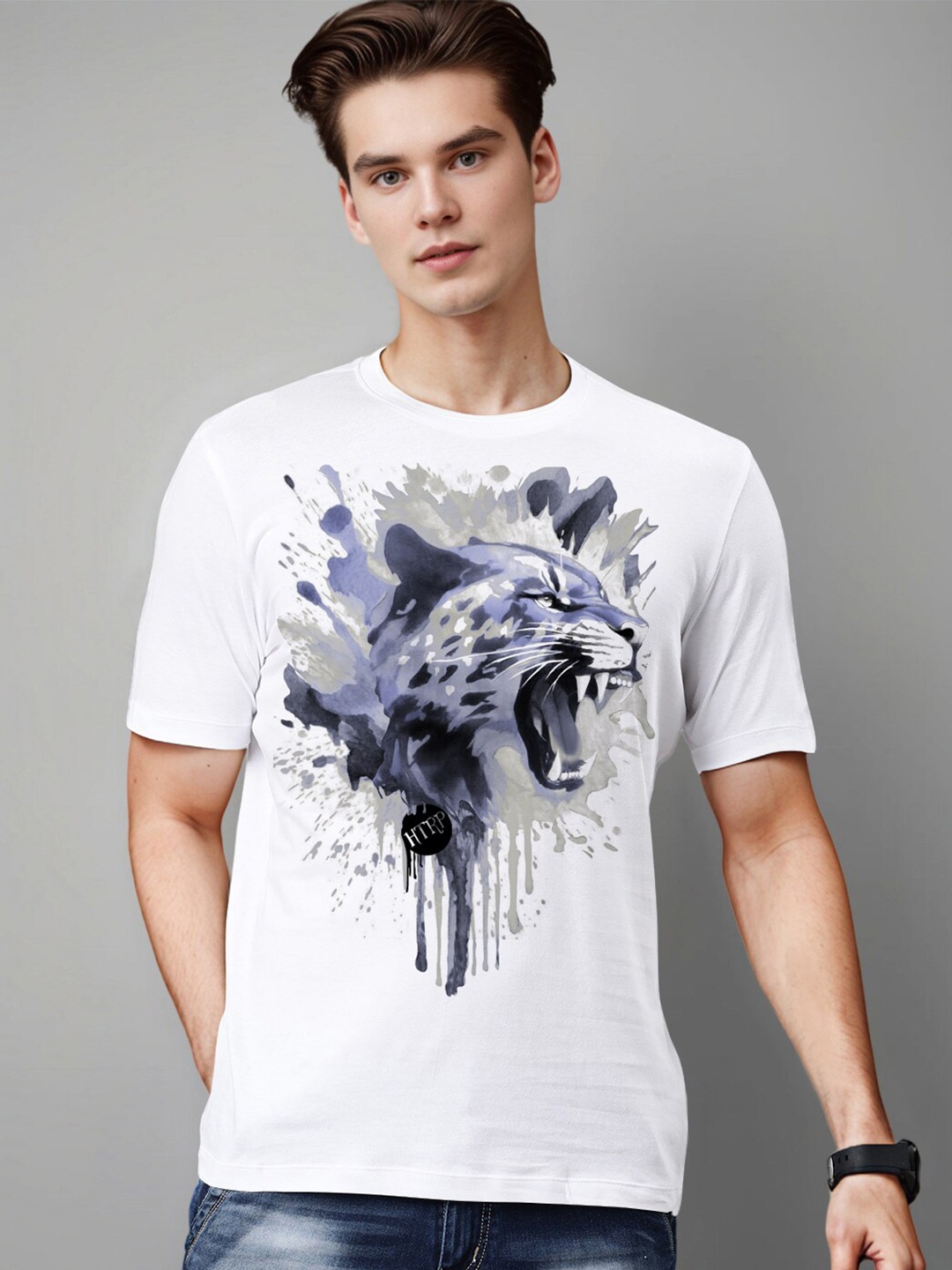 

Huetrap Graphic Printed Cotton T-shirt, White