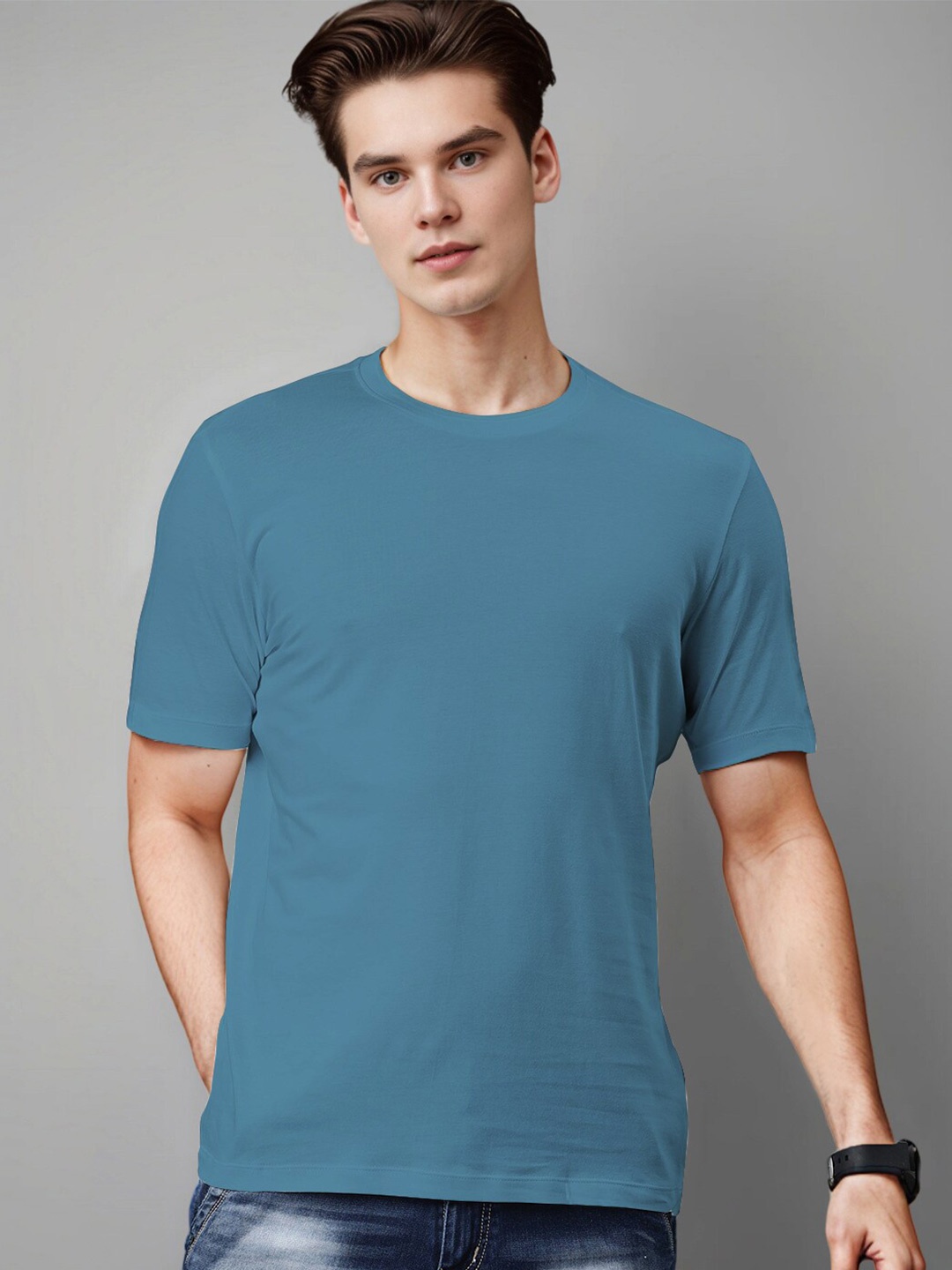 

Huetrap Round Neck Cotton T-shirt, Coral