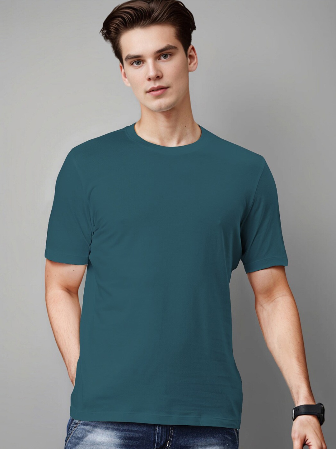 

Huetrap Round Neck Short Sleeves Tshirts, Teal