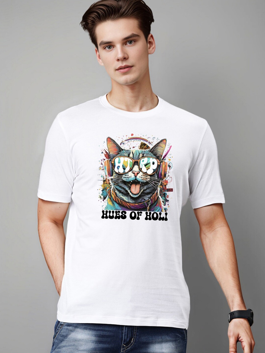 

Huetrap Graphic Printed Cotton T-shirt, White