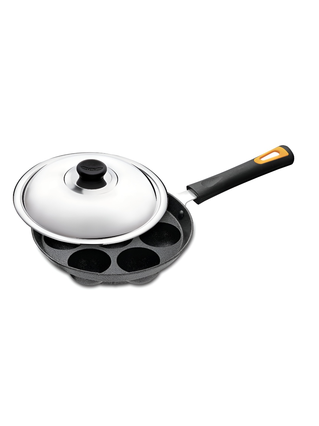 

ANJALI Black & Silver-Toned Aluminium Idli Maker