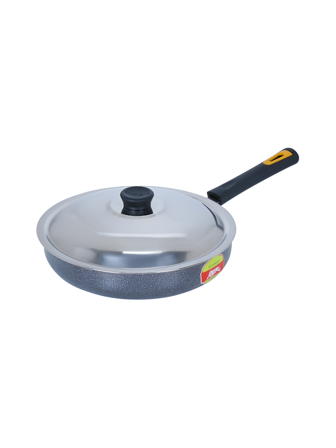 

ANJALI Black & Silver-Toned Aluminium Frying Pan