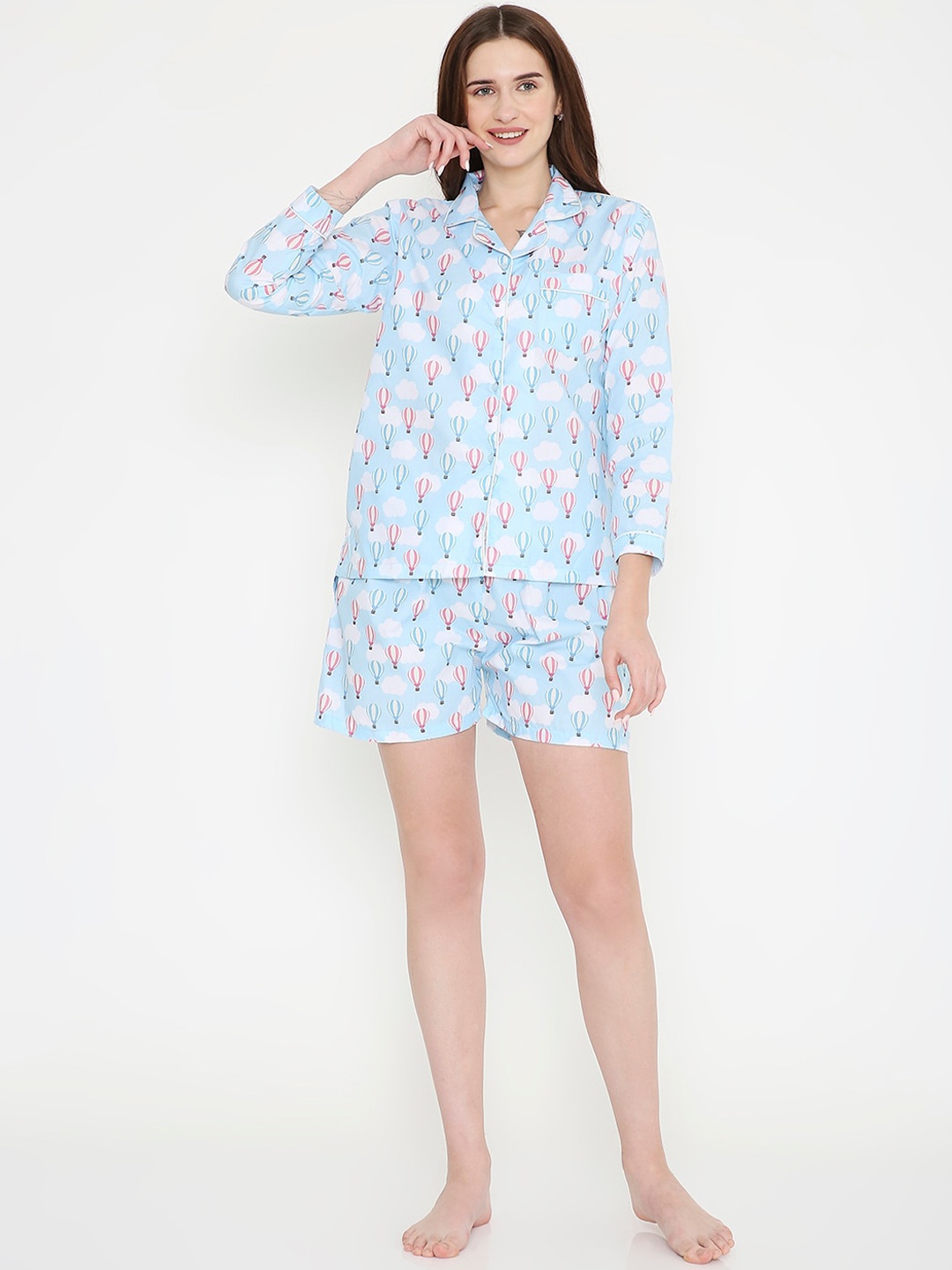 

Arendelle Conversational Printed Pure Cotton Night Suit, Blue