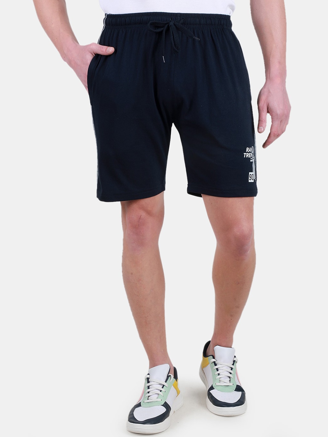

Duke Men Typography Printed High-Rise Cotton Sports Shorts, Blue