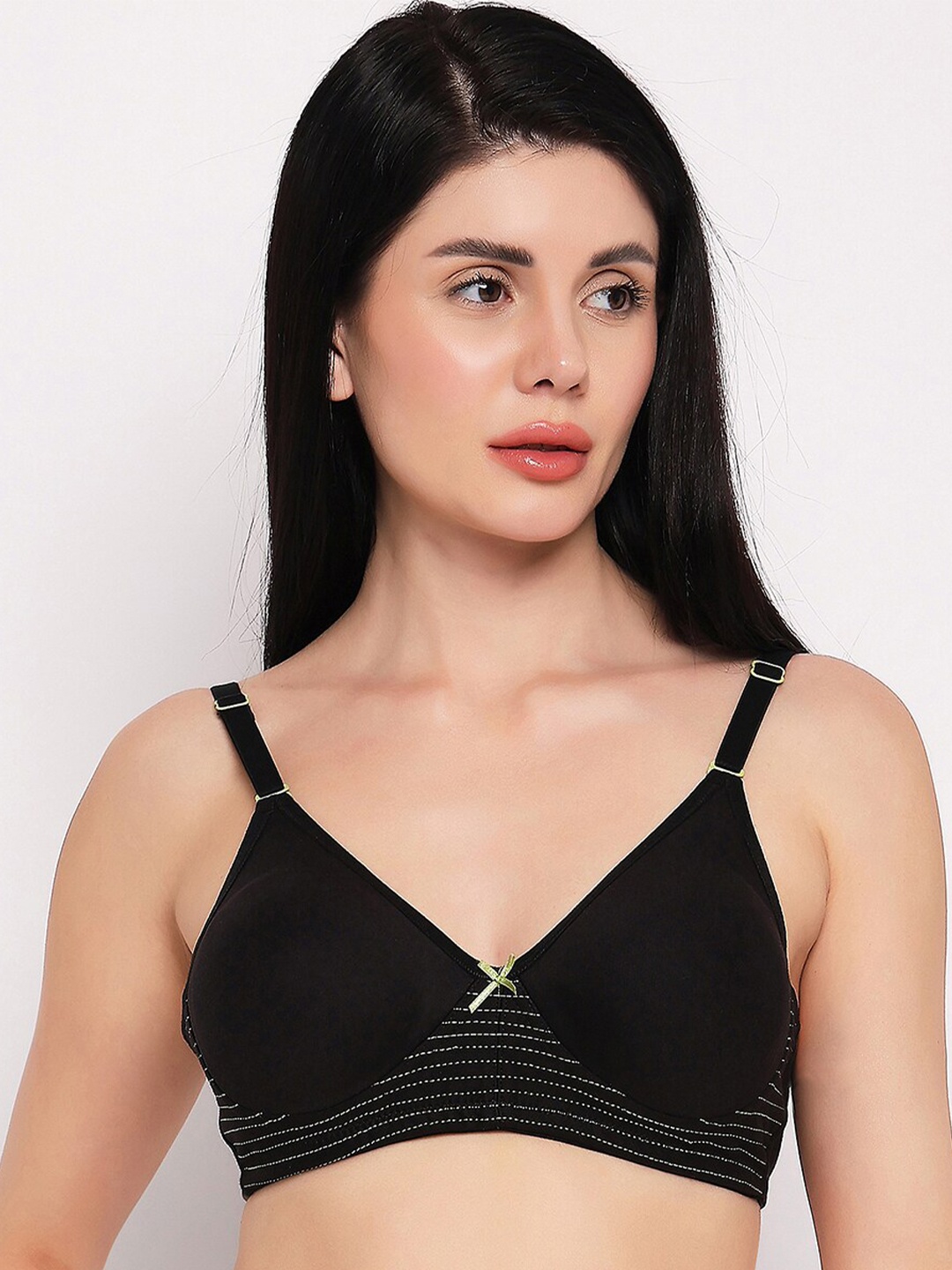 

TOFTY Spacer Cups Embroidery T-shirt Bra, Black