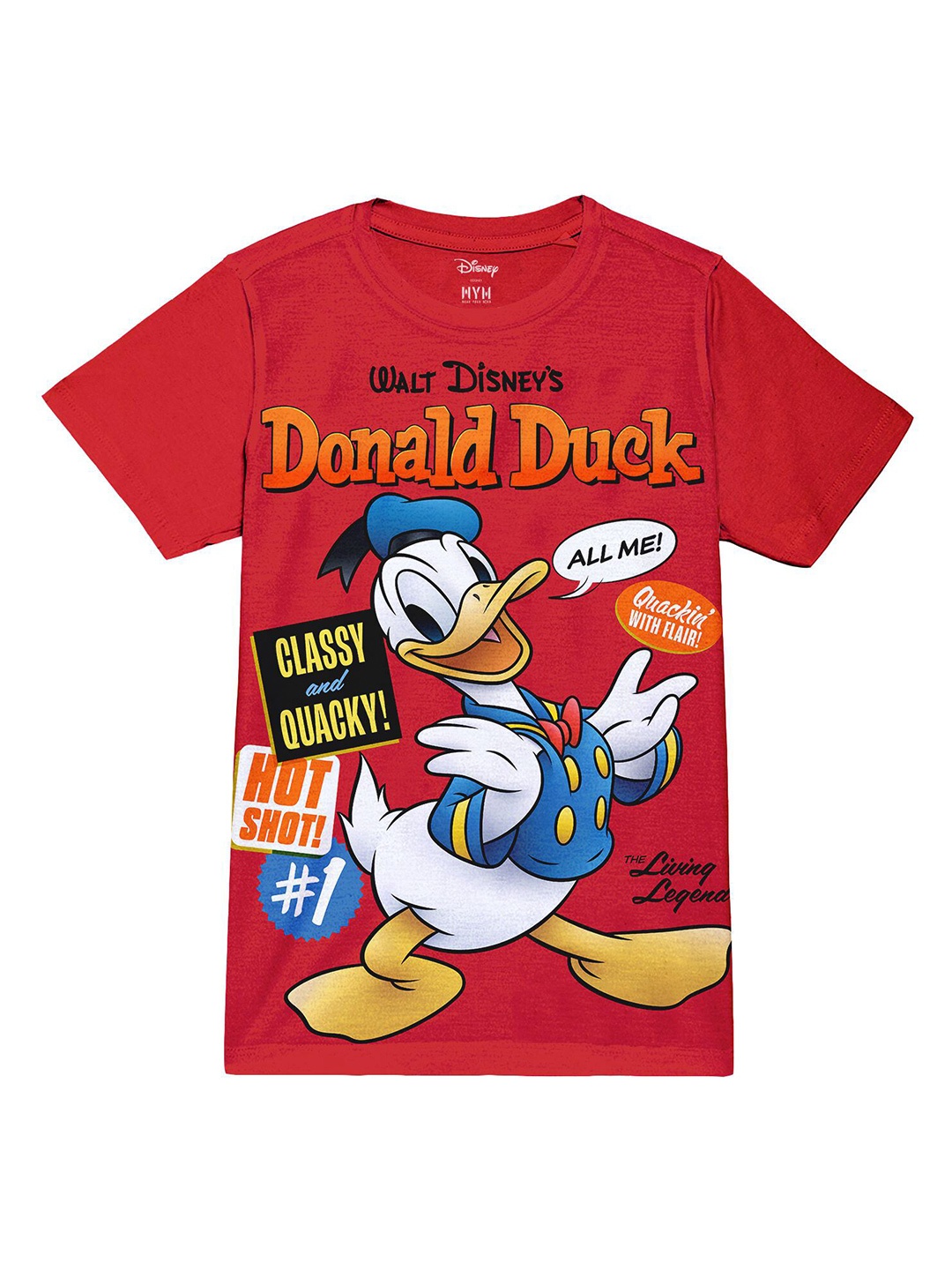 

Wear Your Mind Boys Donald Duck Printed Short Sleeves Round Neck T-shirt, Red
