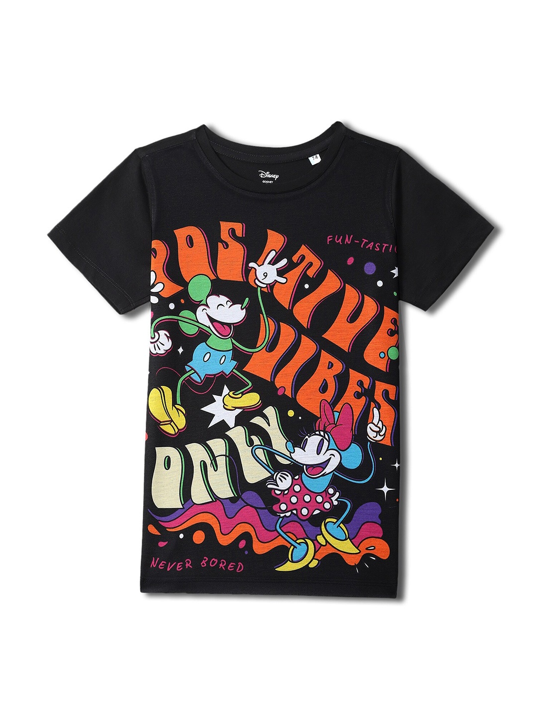 

Wear Your Mind Boys Mickey Mouse Printed T-shirt, Black