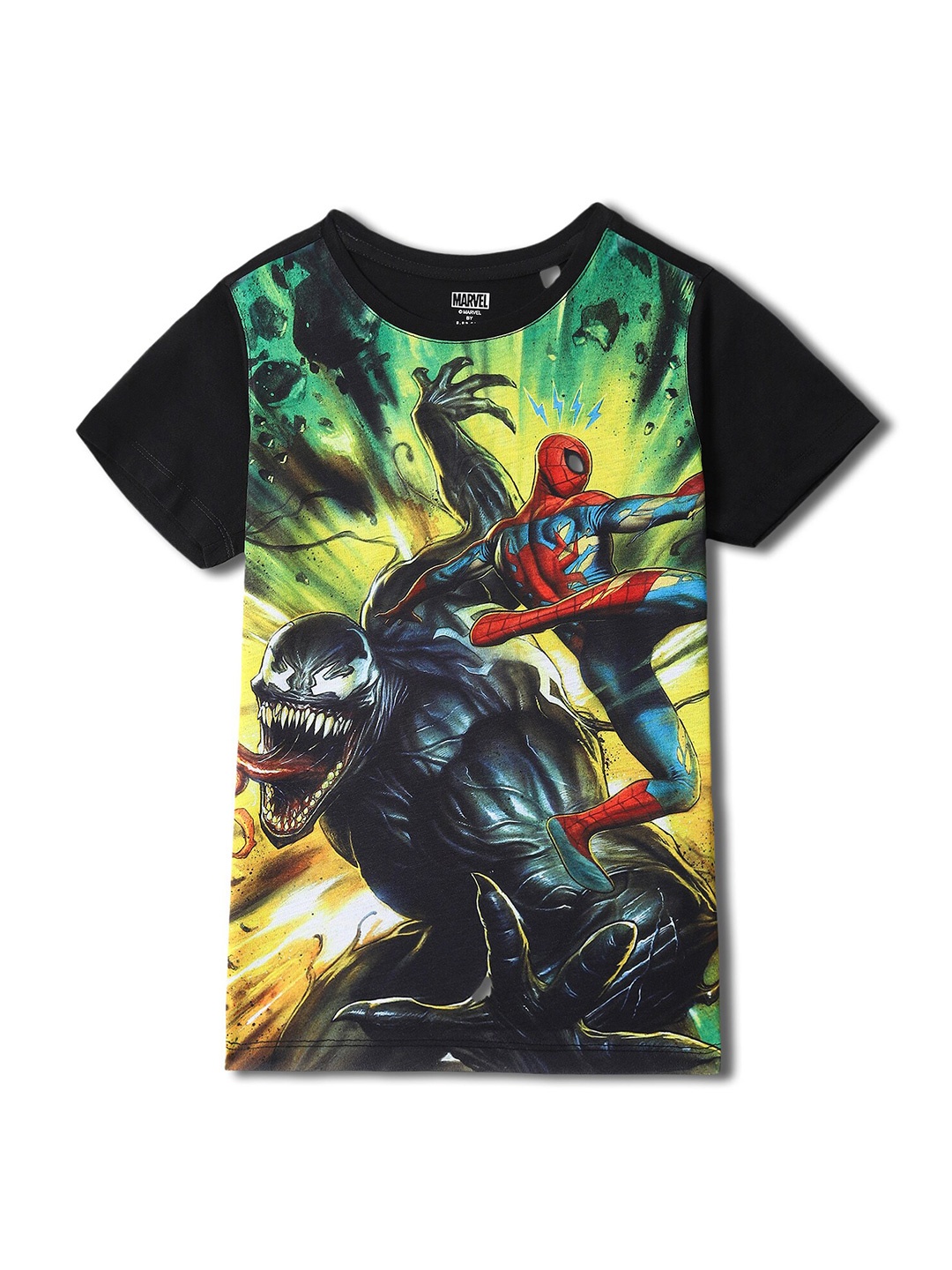 

Wear Your Mind Boys Printed Short Sleeves Round Neck Cotton T-shirt, Black