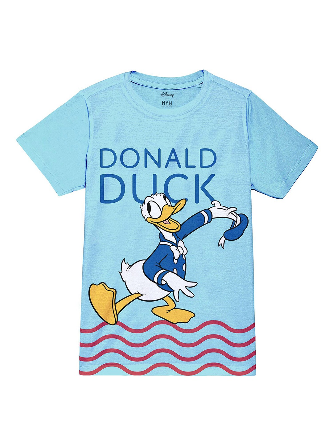 

Wear Your Mind Boys Donald Duck Printed Short Sleeves Round Neck Cotton T-shirt, Blue