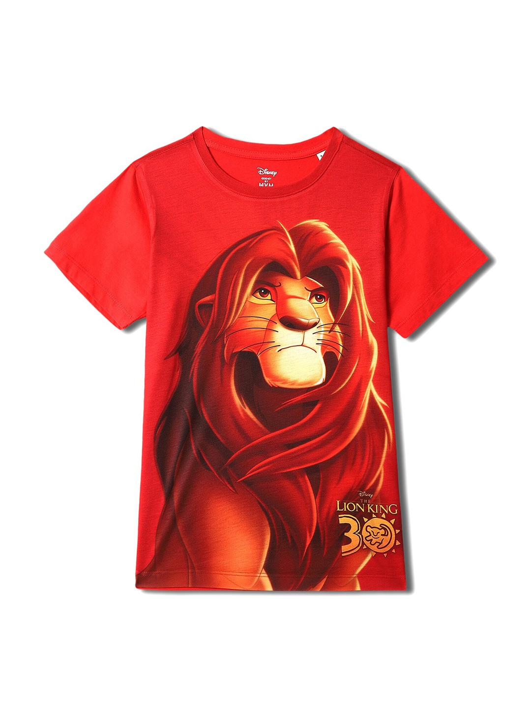 

Wear Your Mind Boys Lion King Printed Short Sleeves Round Neck T-shirt, Red