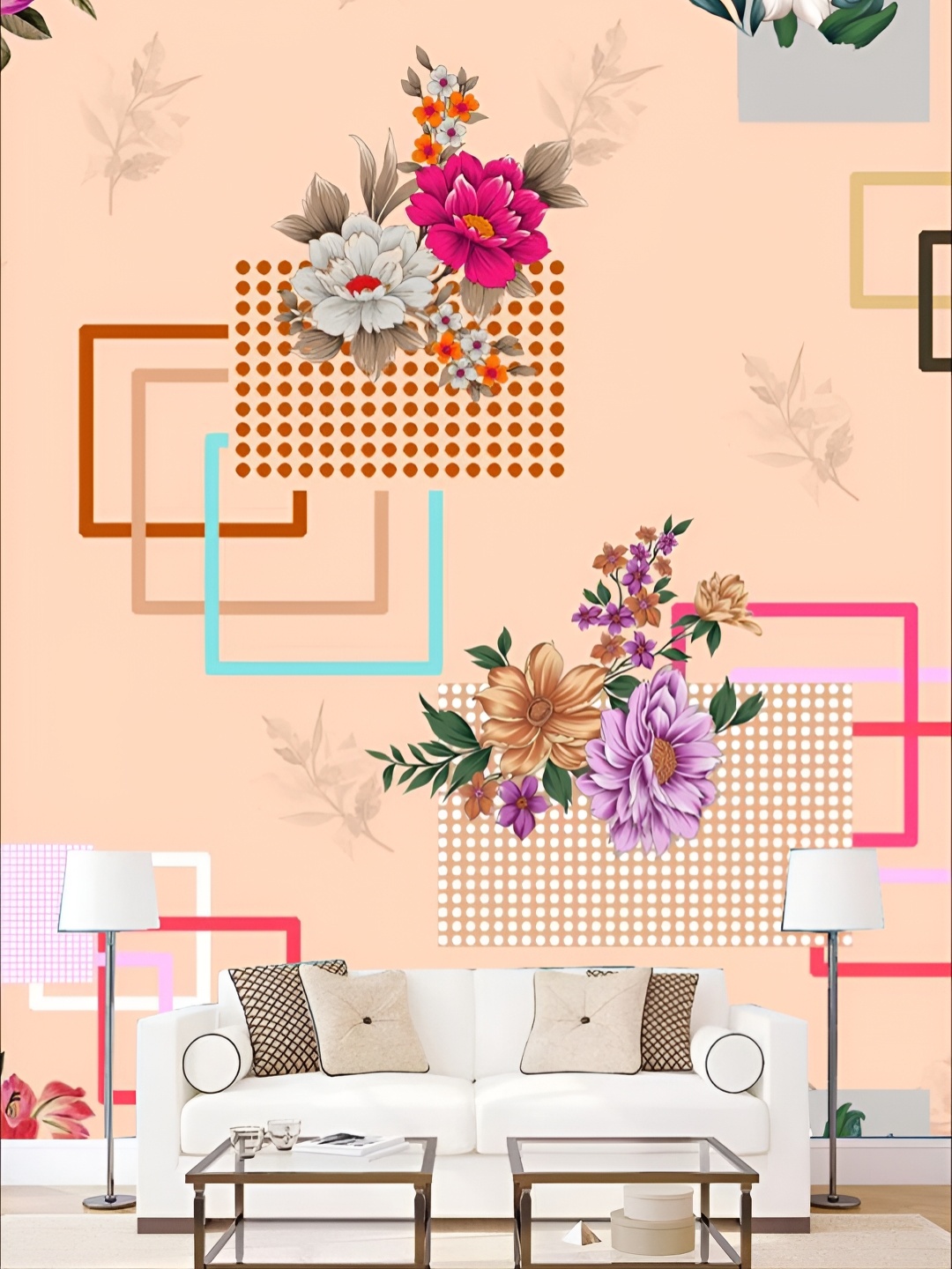 

KSHIRSA Peach Colored & Brown Printed Self-Adhesive Laminated Wallpaper
