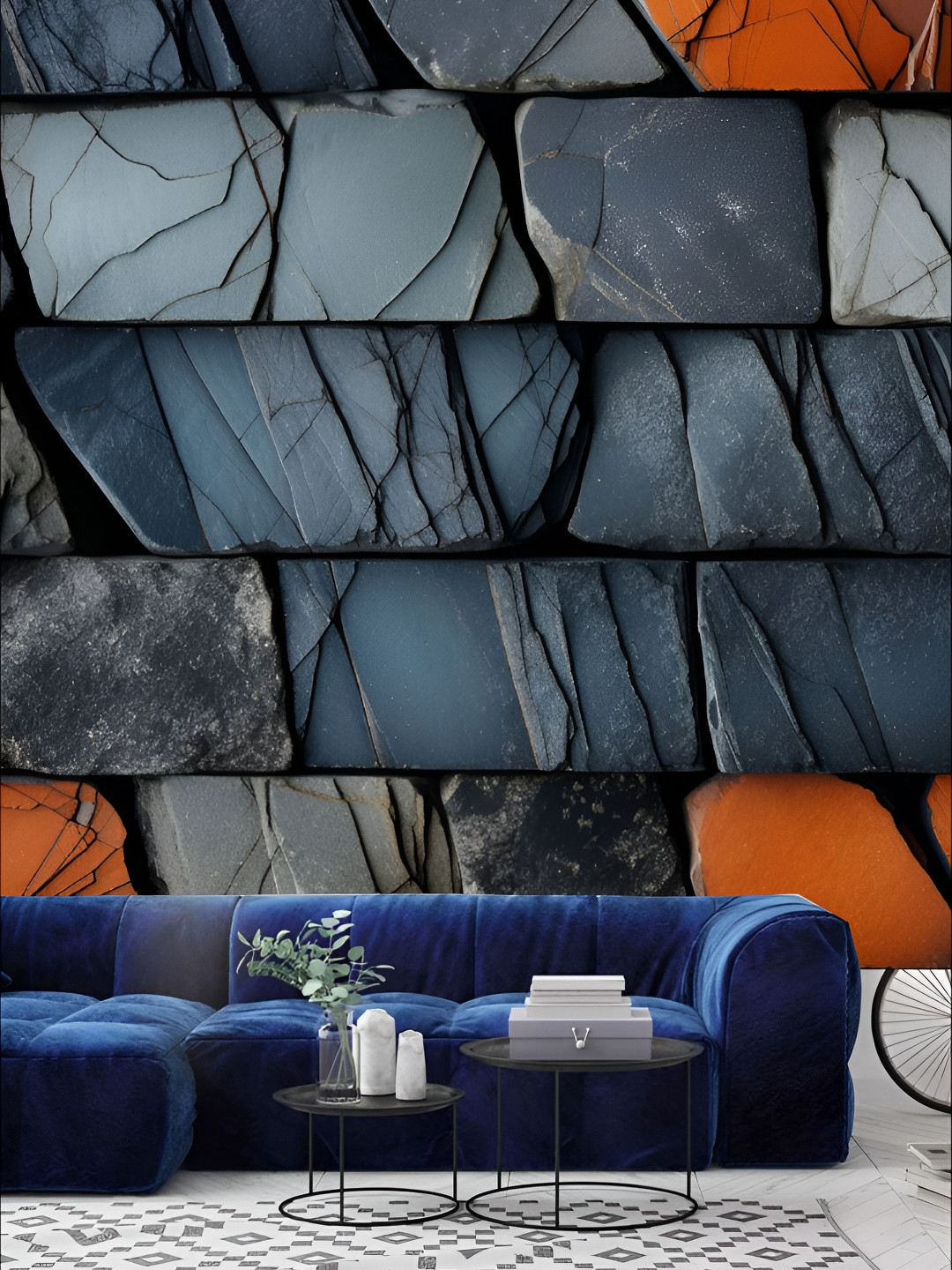

KSHIRSA Blue & Black Printed Self-Adhesive Laminated Wallpaper