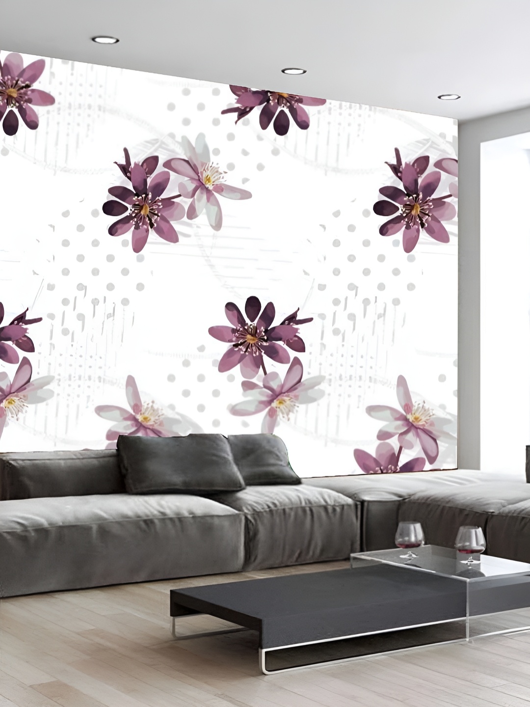 

KSHIRSA White & Mauve Printed Self-Adhesive Laminated Wallpaper