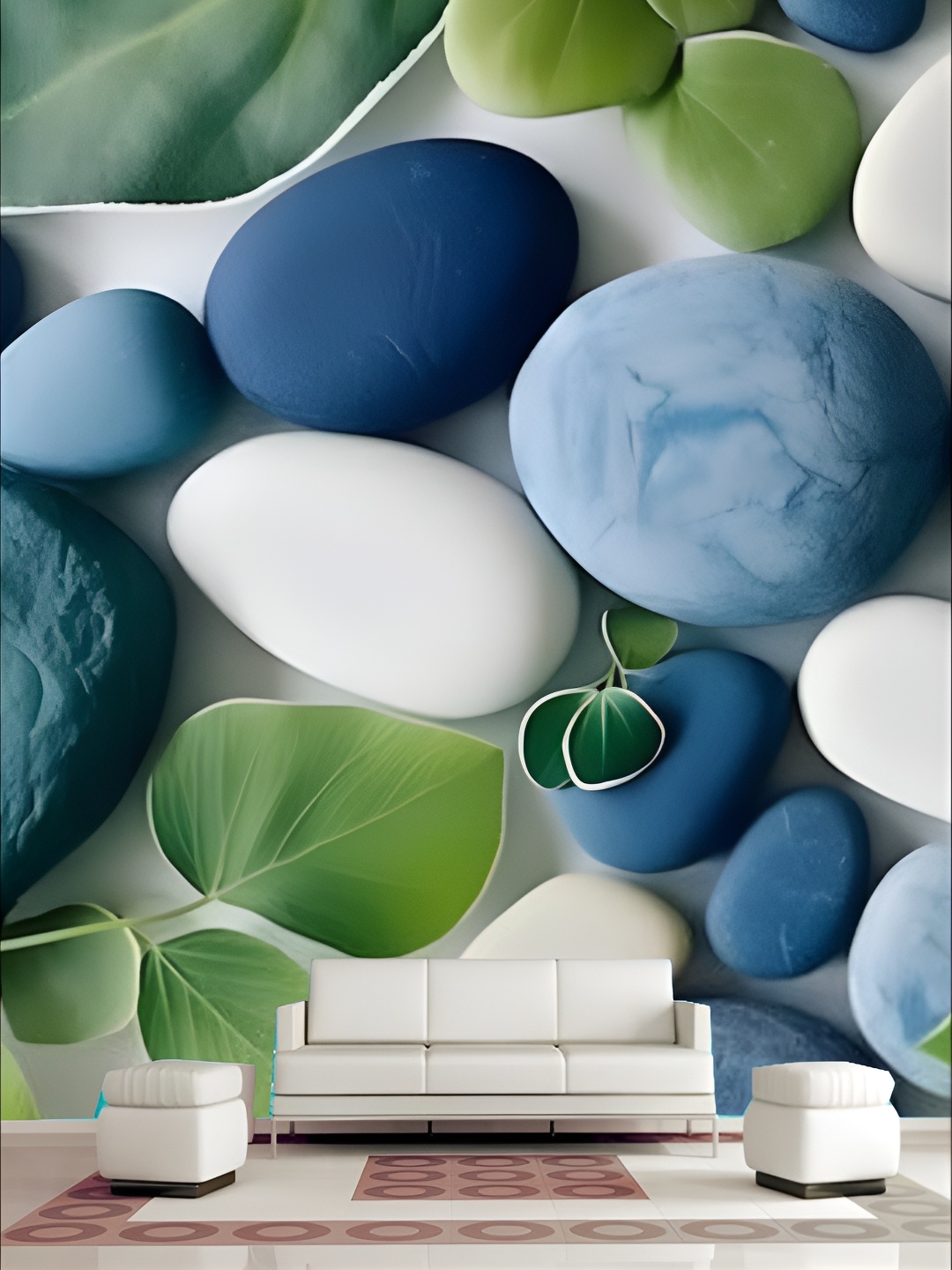 

KSHIRSA Blue & Green Printed Self-Adhesive Laminated Wallpaper, White