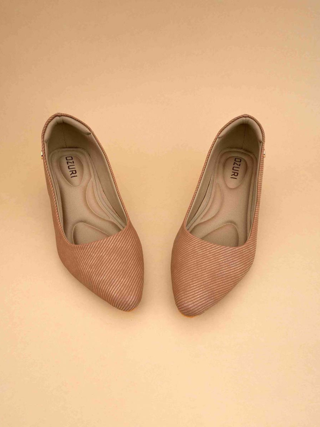 

Ozuri Textured Synthetic Pointed Toe Block Heel Pumps, Tan