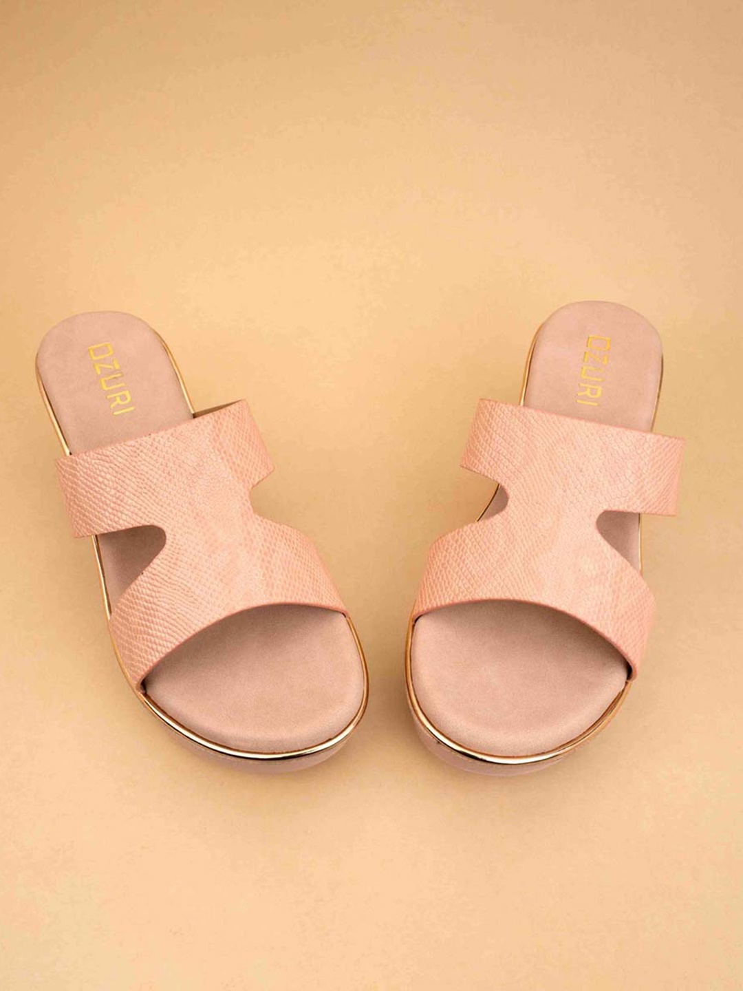 

Ozuri Textured Open Toe Wedge Heel Sandals, Peach