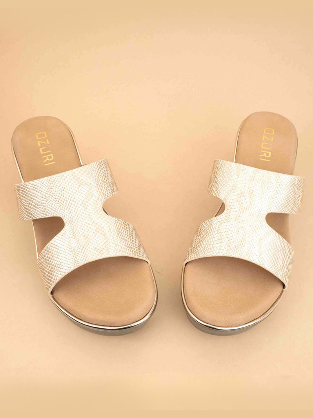 

Ozuri Textured Open Toe Suede Wedge Heel Sandals, Gold