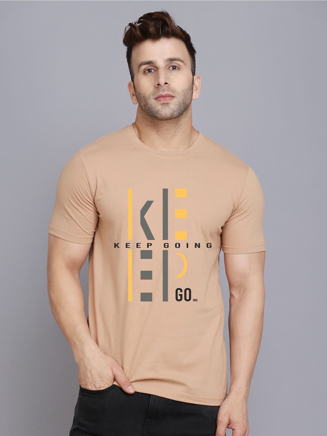 SLOWLORIS Typography Printed Bio-Wash T-shirt, Rust