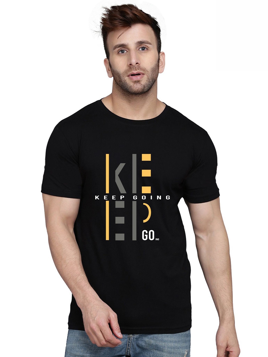 

SLOWLORIS Typography Printed Bio-Wash T-shirt, Black