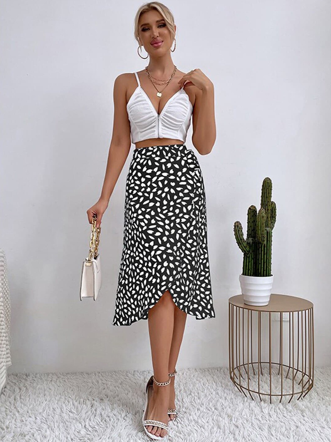 

StyleCast x Revolte Printed Wrap Skirts, Black