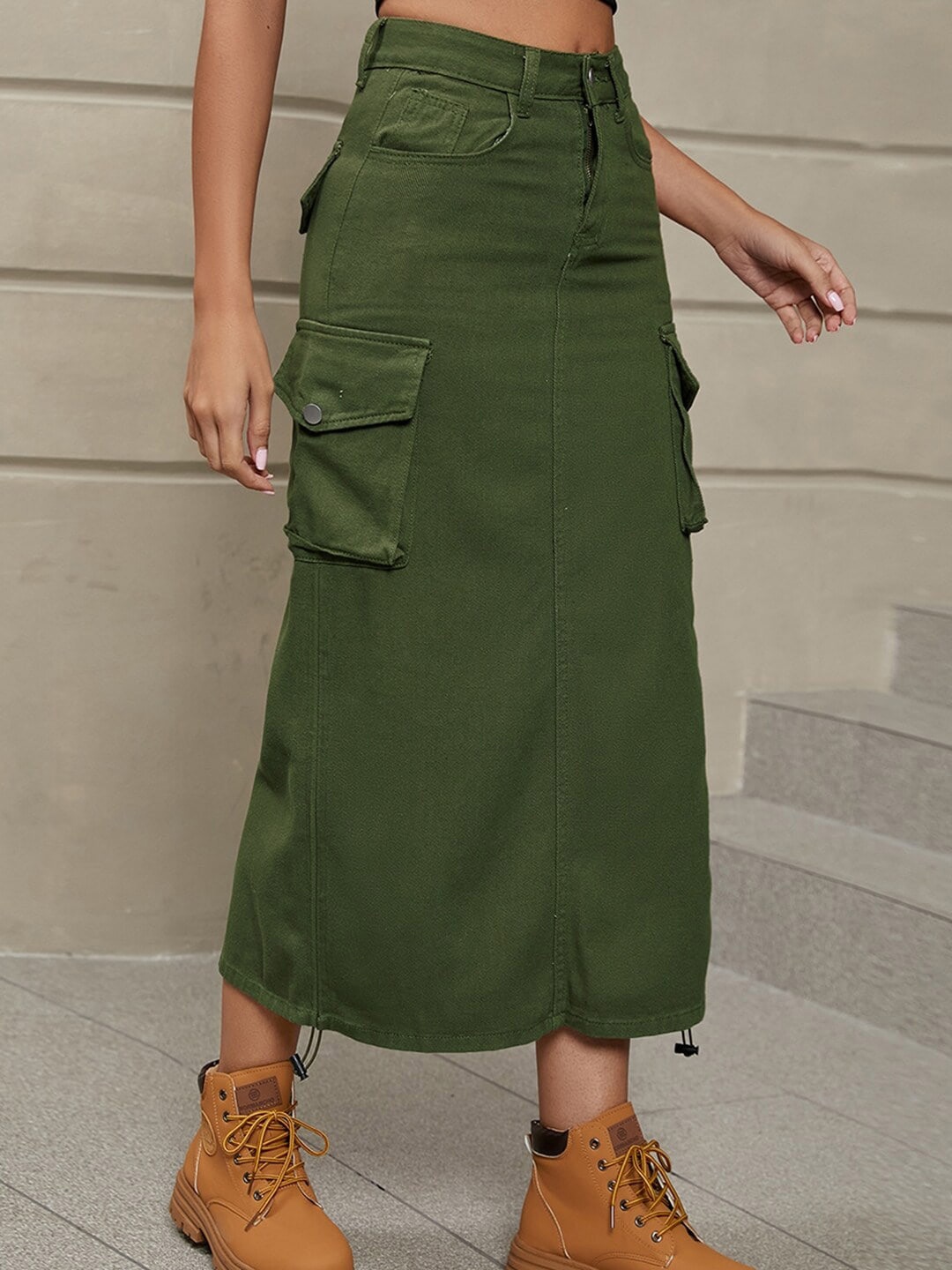 

StyleCast x Revolte Pencil Maxi Straight Skirt, Green