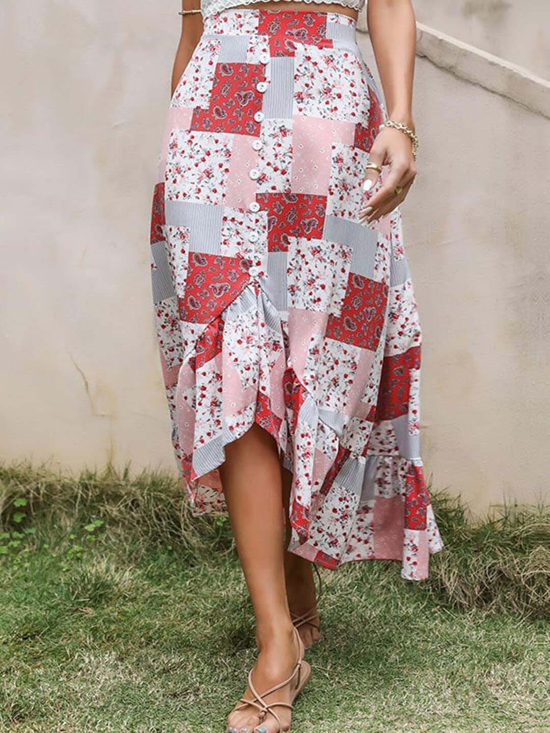

StyleCast x Revolte Printed Peplum Midi Skirts, White