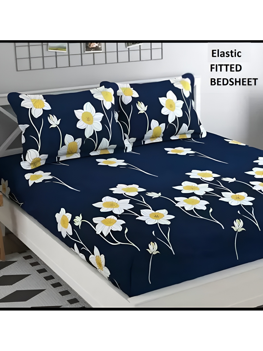 

Supreme Home Collective Blue & White 144 TC Queen Bedsheet with 2 Pillow Covers