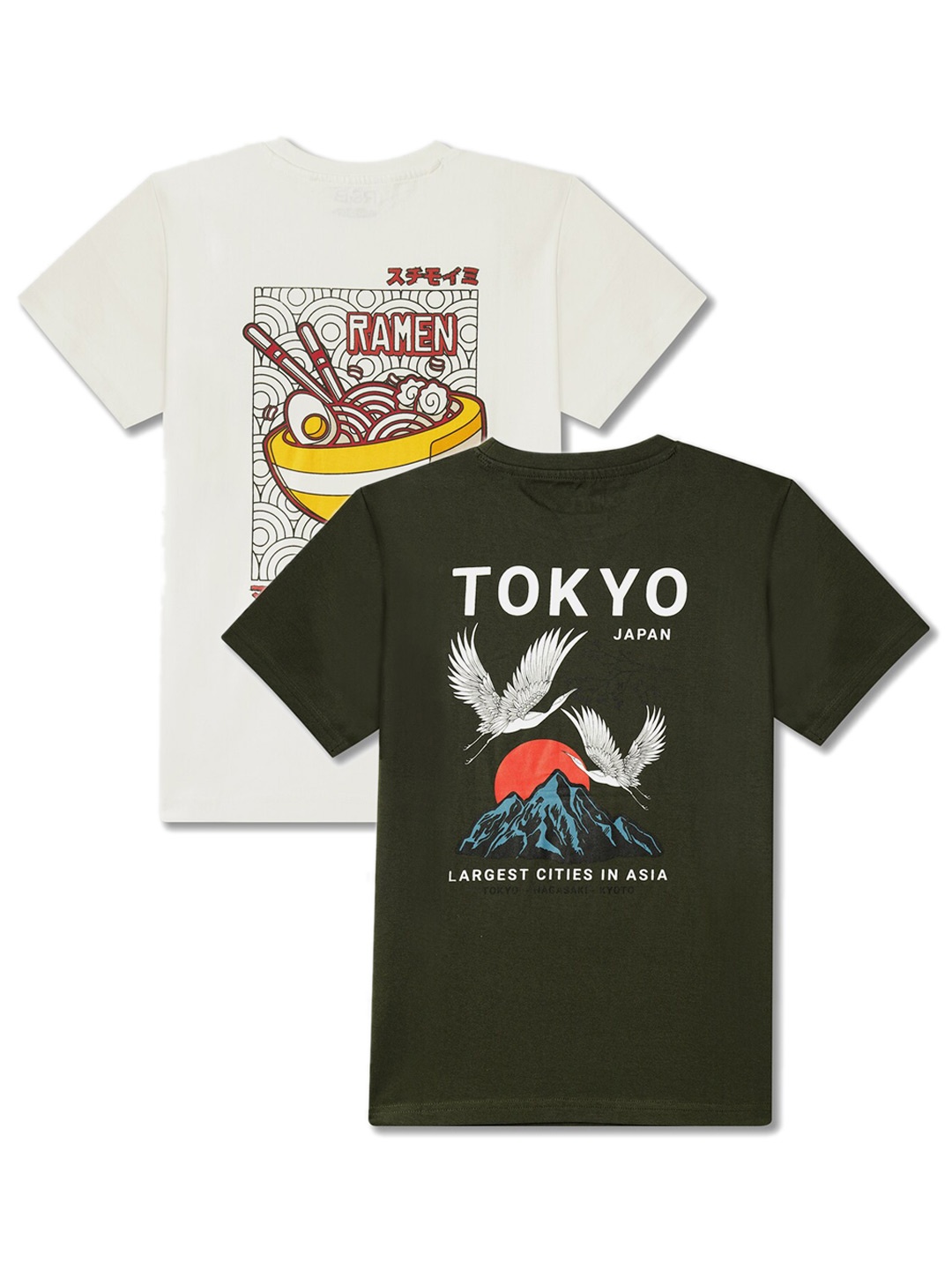 

R&B Boys Pack Of 2 Graphic Printed Cotton T-shirts, White