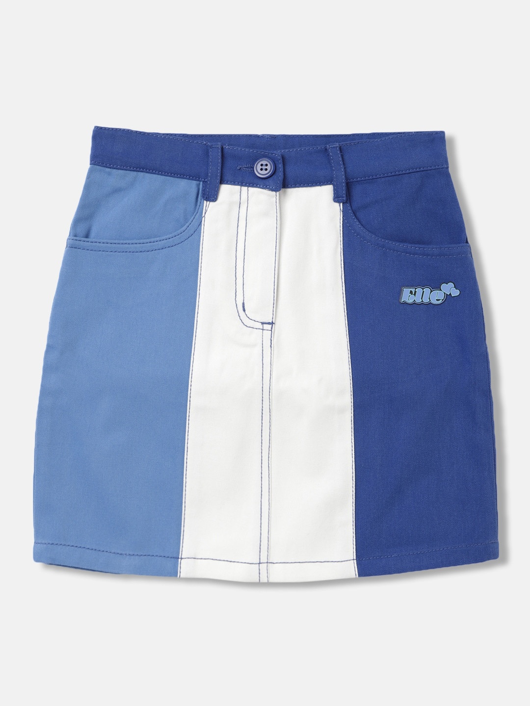 

ELLE Girls Pure Cotton Pencil Mini Skirts, Blue
