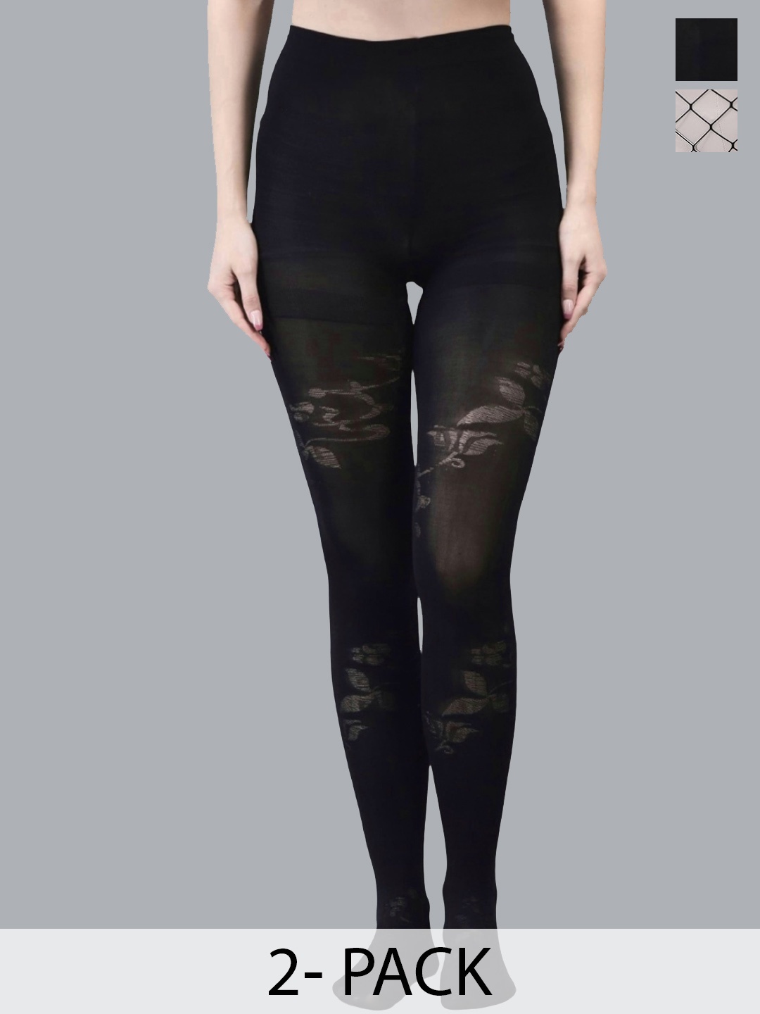 

Brauch Pack Of 2 Self Design Stretchable Stockings, Black