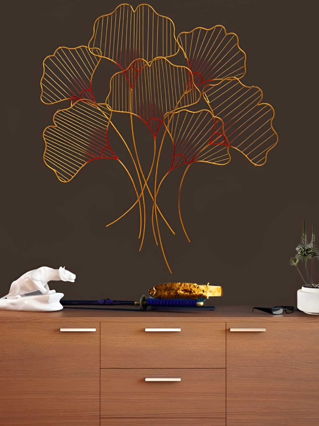

RSN Gold Toned Zingo Flower Metal Wall Hanging