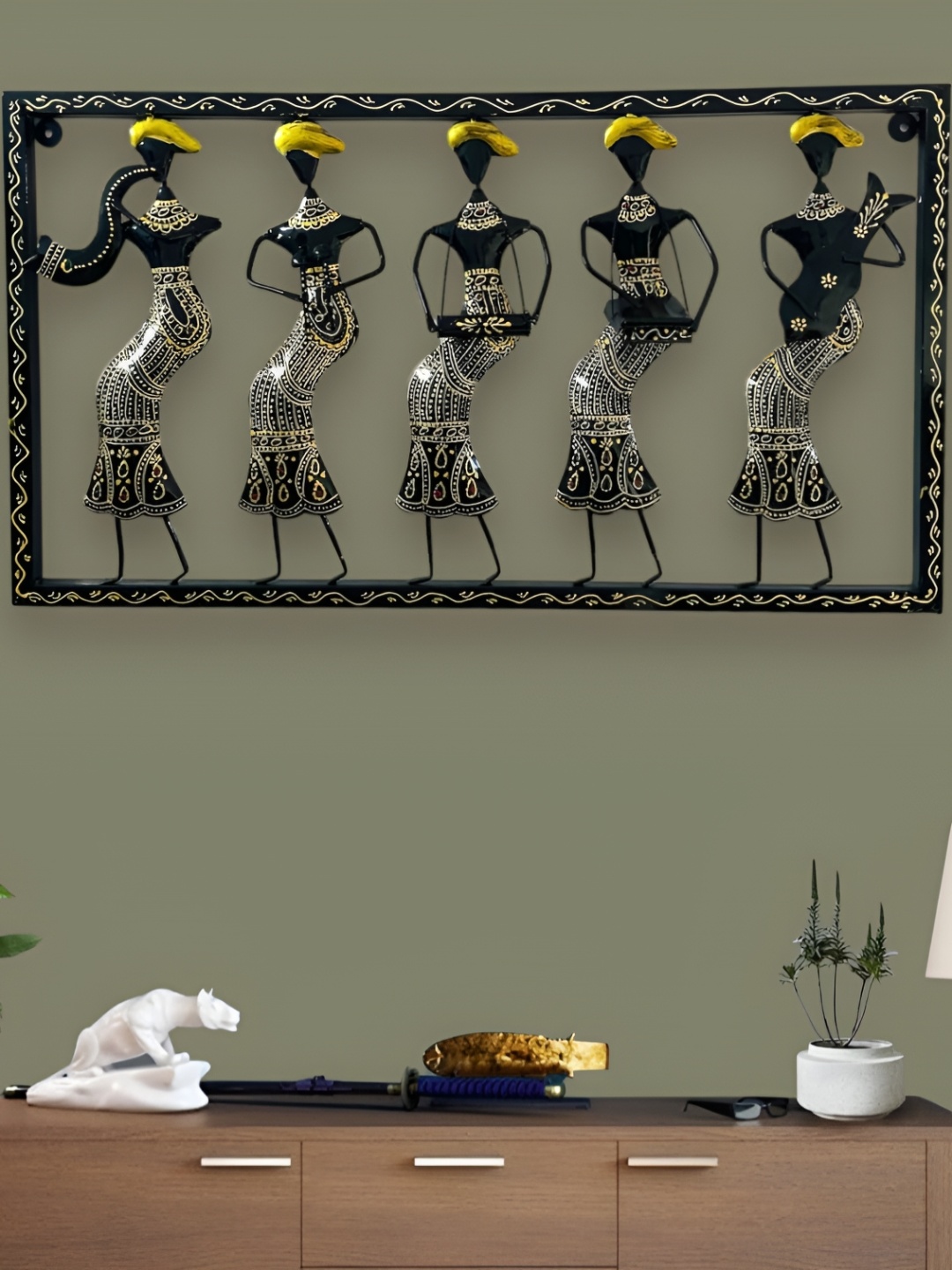 

RSN Black & Silver Toned 5 Musicians Doll Hanging Wall Decor