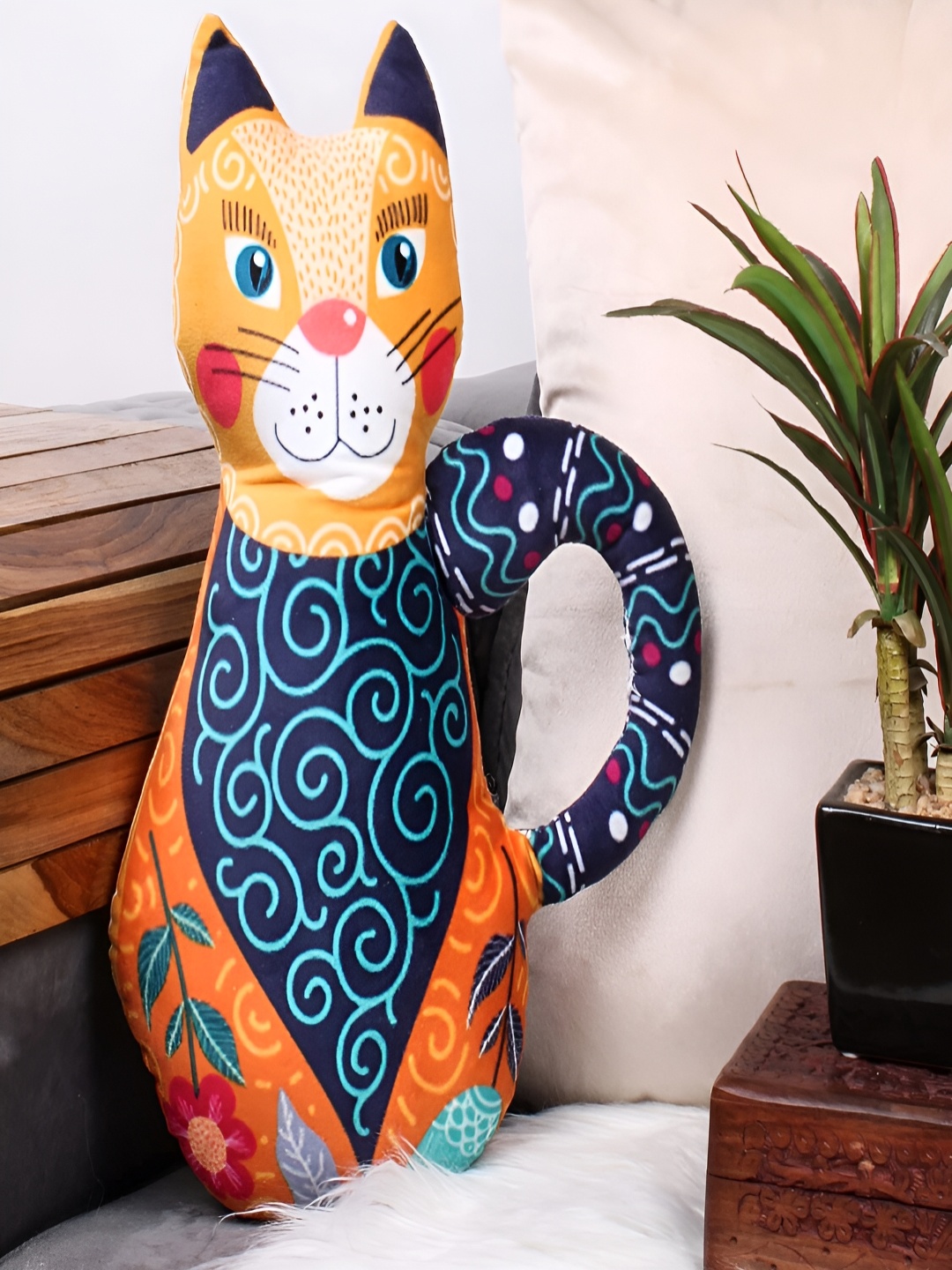 

STITCHNEST Blue Printed Pre-Filled Cushion