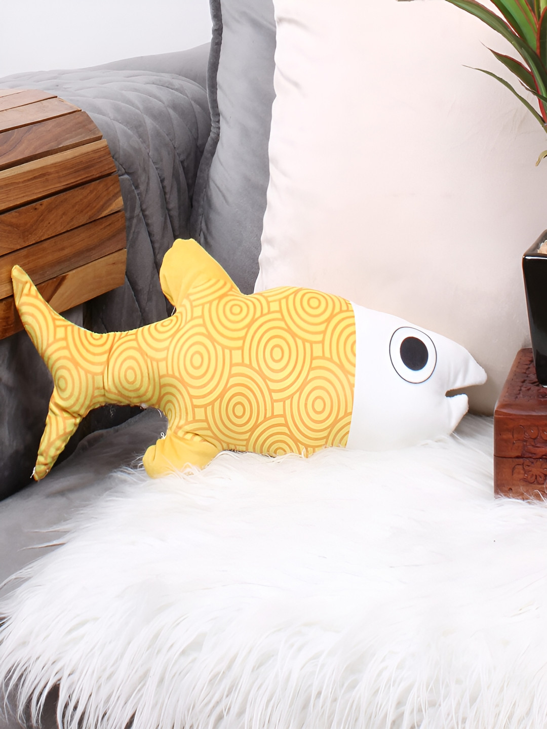 

STITCHNEST Yellow Printed Pre-Filled Cushion