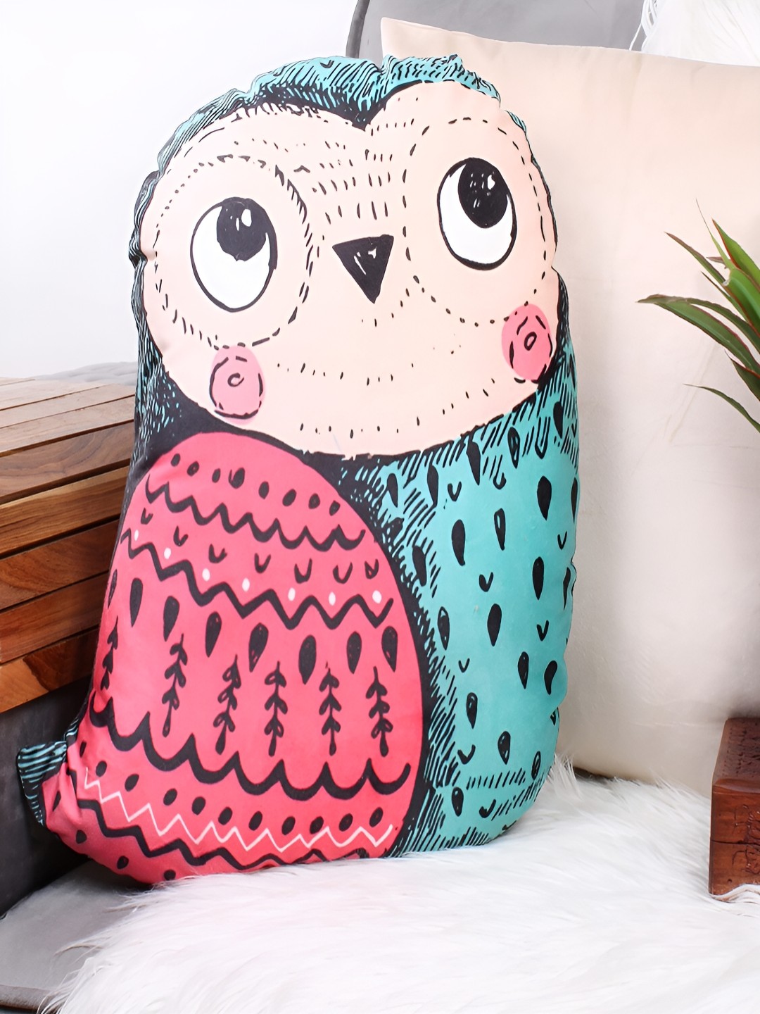 

STITCHNEST Pink Printed Pre-Filled Cushion