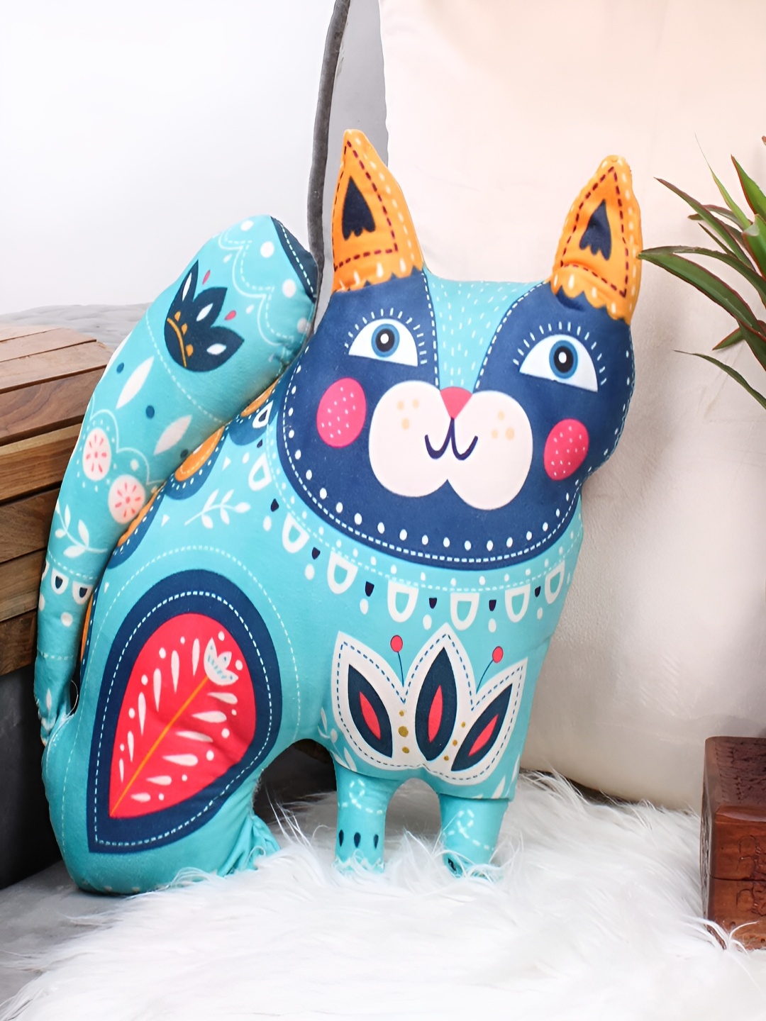 

STITCHNEST Blue Printed Pre-Filled Cushion