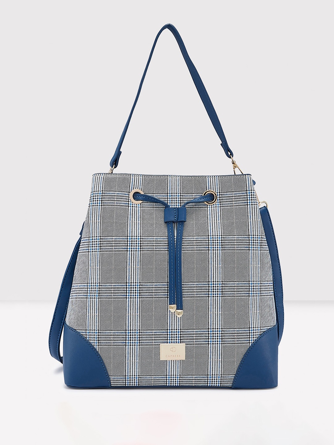 

Caprese Checked Structured Shoulder Bag, Grey