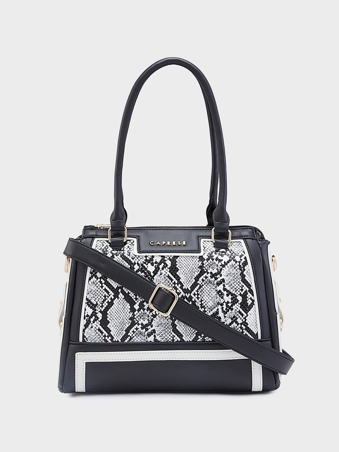 

Caprese Animal Printed Structured Shoulder Bag, Black
