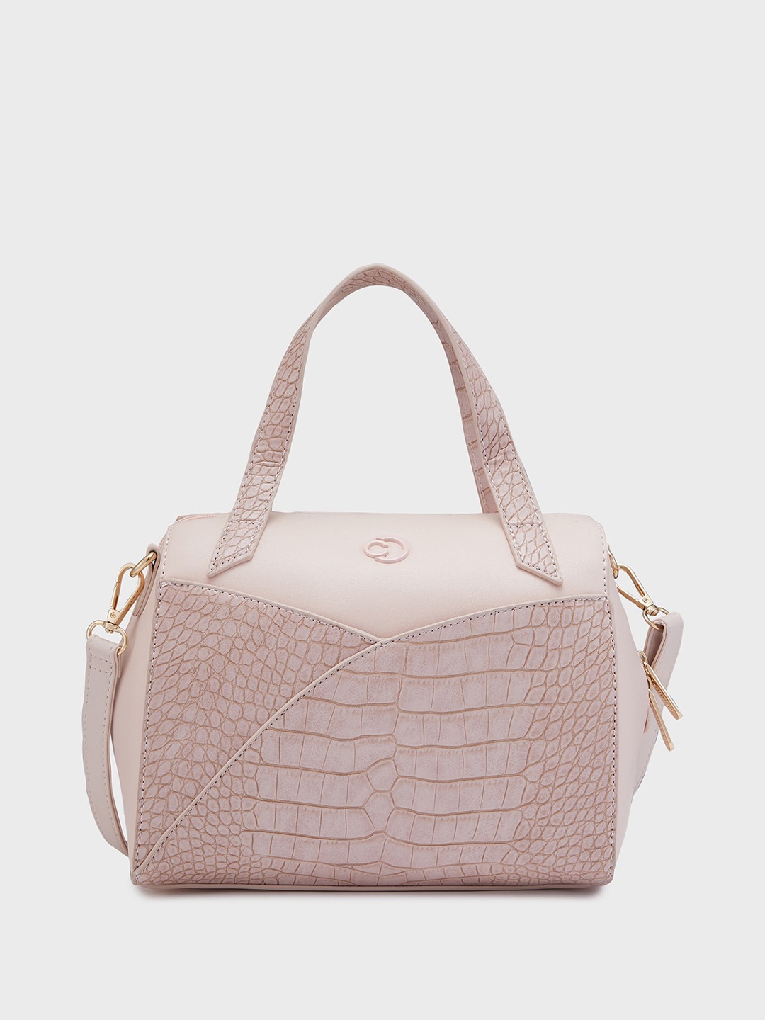 

Caprese Cabo Croco Animal Textured Structured Handheld Bag, Pink