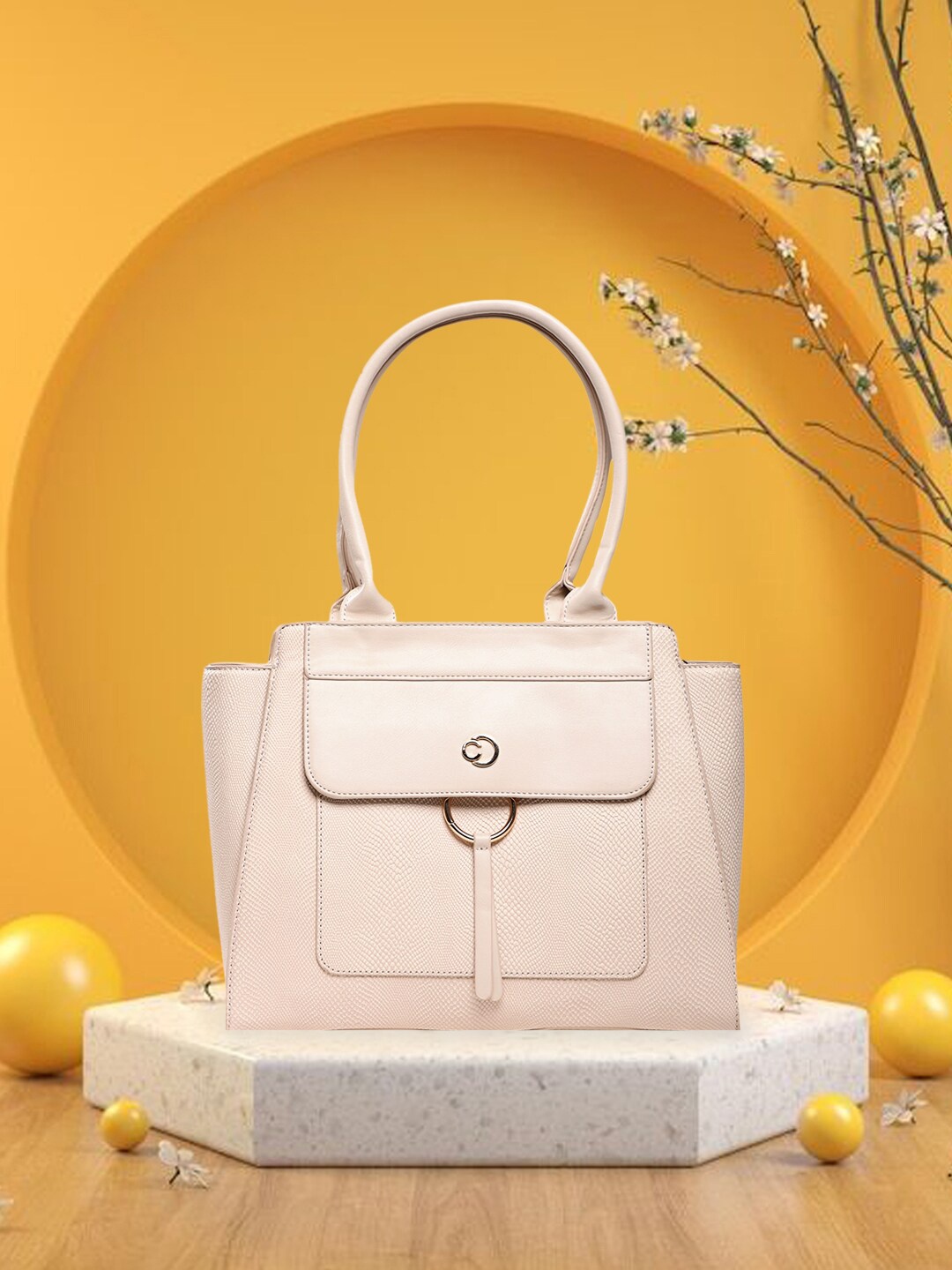 

Caprese PU Bucket Shoulder Bag with Cut Work, Beige
