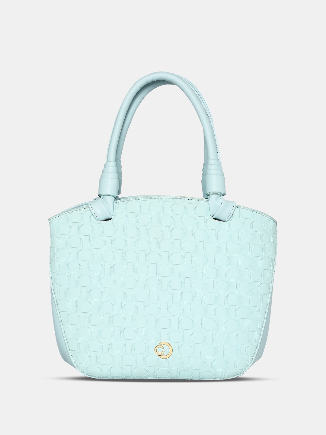 Caprese Geometric Textured Structured Handheld Bag, Blue