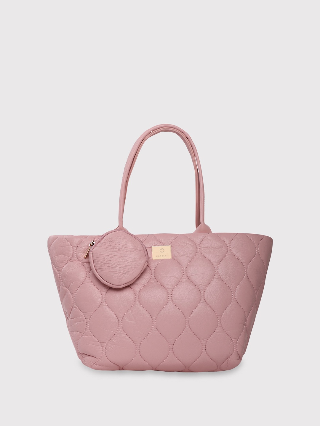 

Caprese Textured PU Structured Shoulder Bag with Quilted, Pink