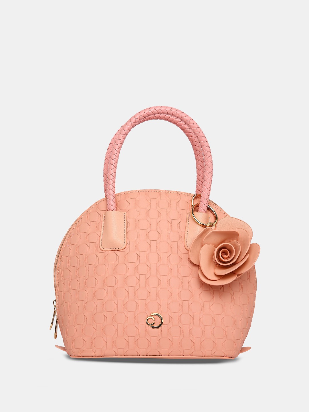 

Caprese PU Half Moon Handheld Bag with Quilted, Pink