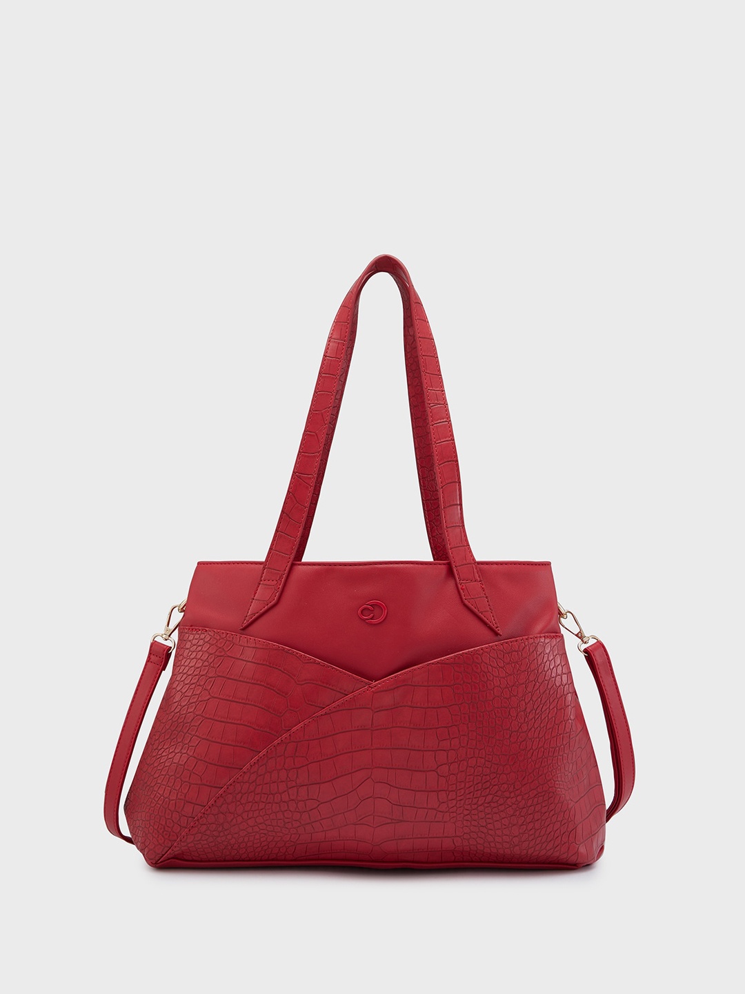 

Caprese Textured Leather Swagger Shoulder Bag, Red