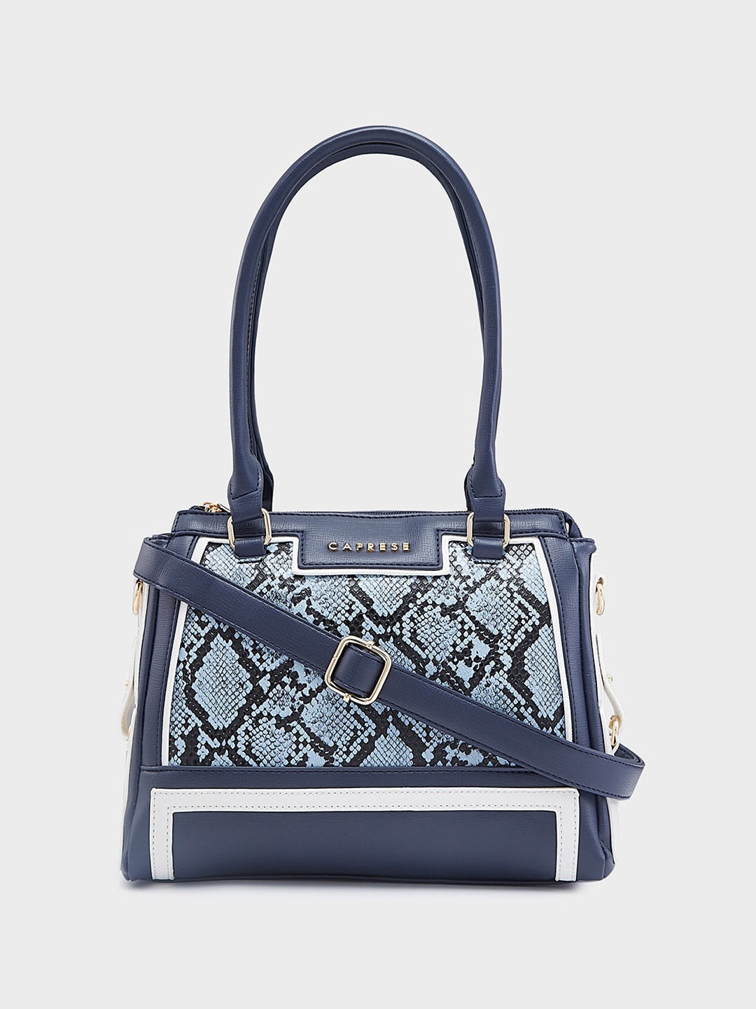 

Caprese Animal Printed Structured Shoulder Bag, Blue