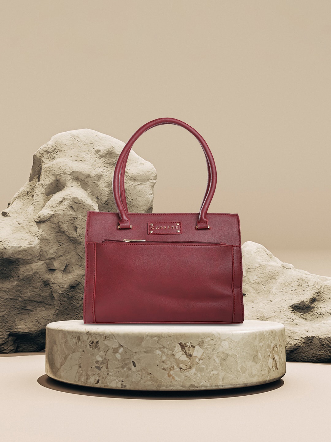 

Caprese Textured Structured Handheld Bag, Burgundy