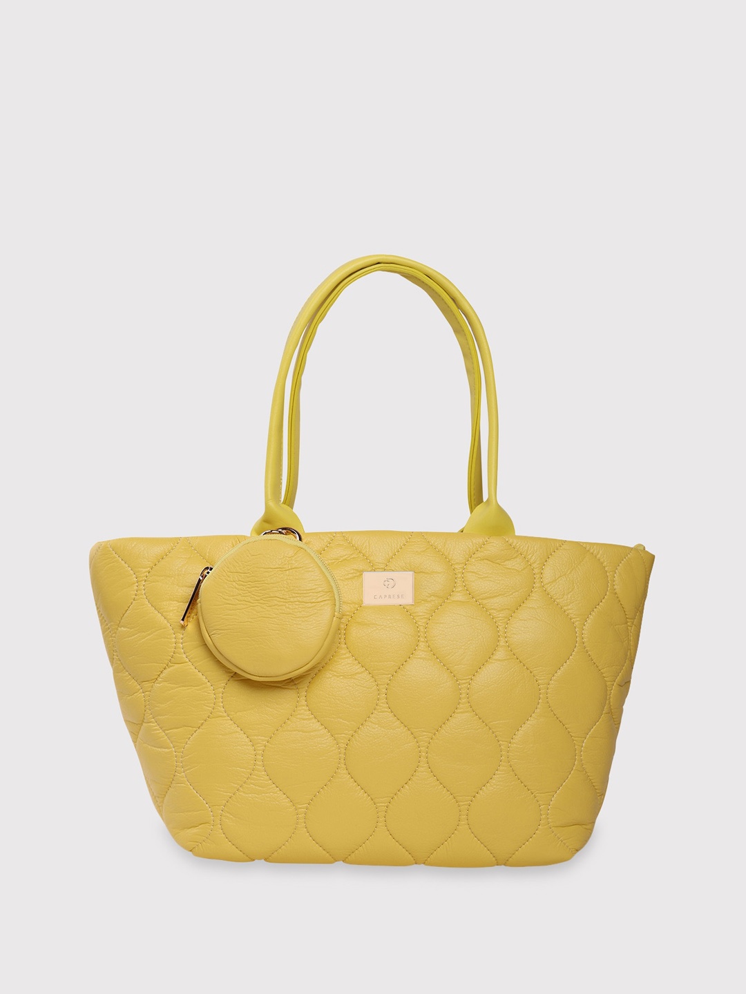 

Caprese PU Oversized Bowling Handheld Bag with Quilted, Yellow